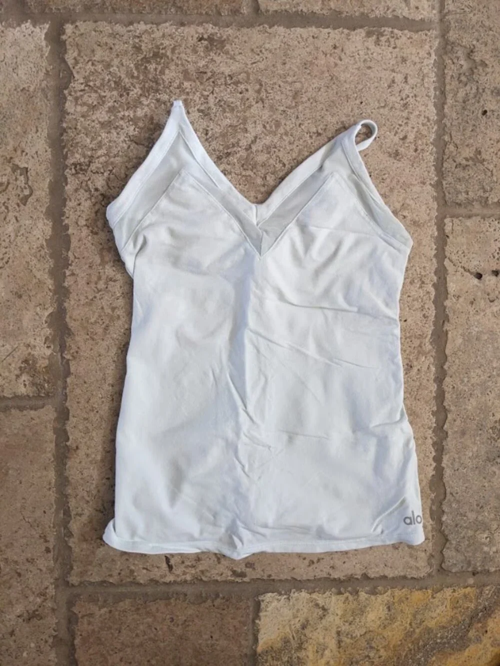 EUC Alo Yoga Ally Fitted Tank Top DOVE GREY SIZE XS